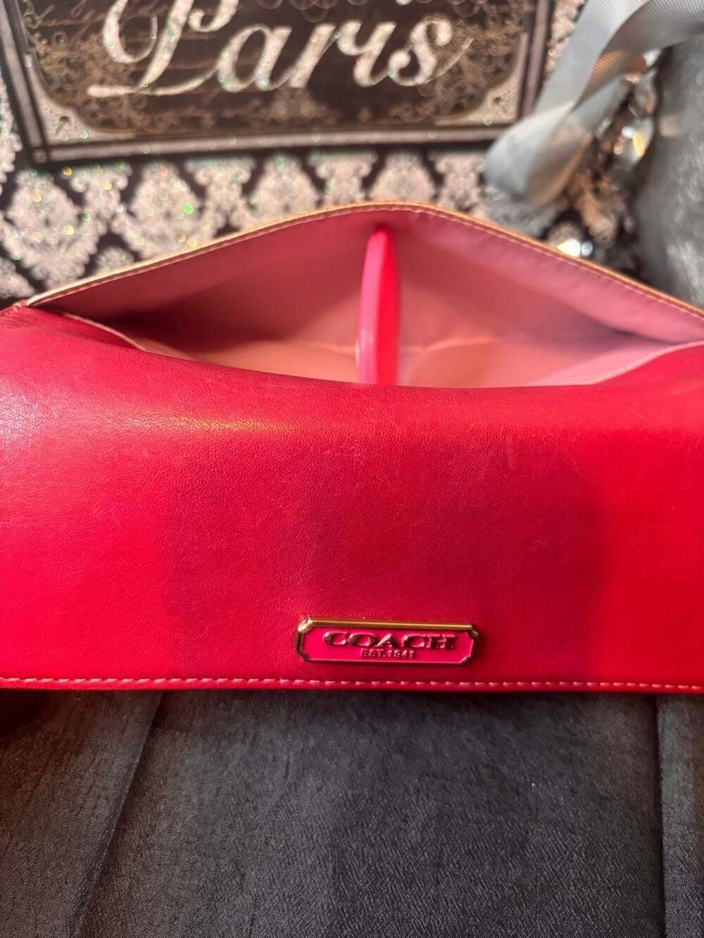Coach Colorblock Chain Crossbody Wallet Pink Gold Leather - Picture 7 of 11